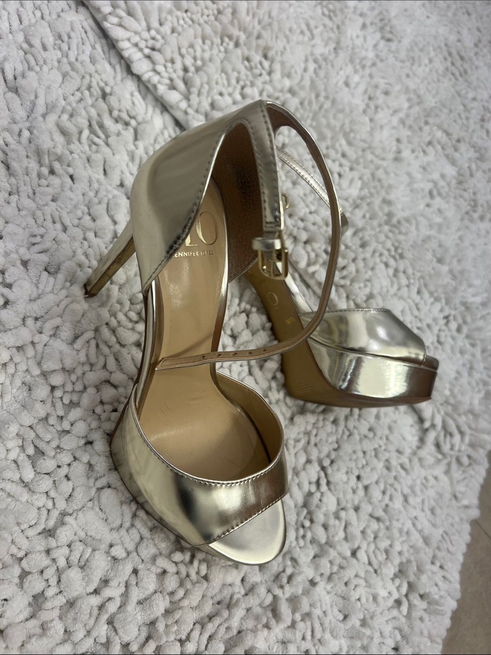 Jalo Metallic Gold High Heel Sandals with Ankle Strap